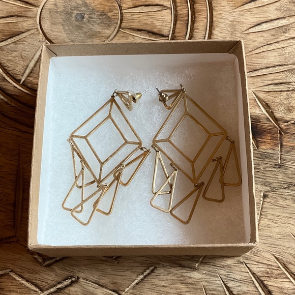 Jewelry - Gold Geometric Dangle Earrings - Women Jewelry